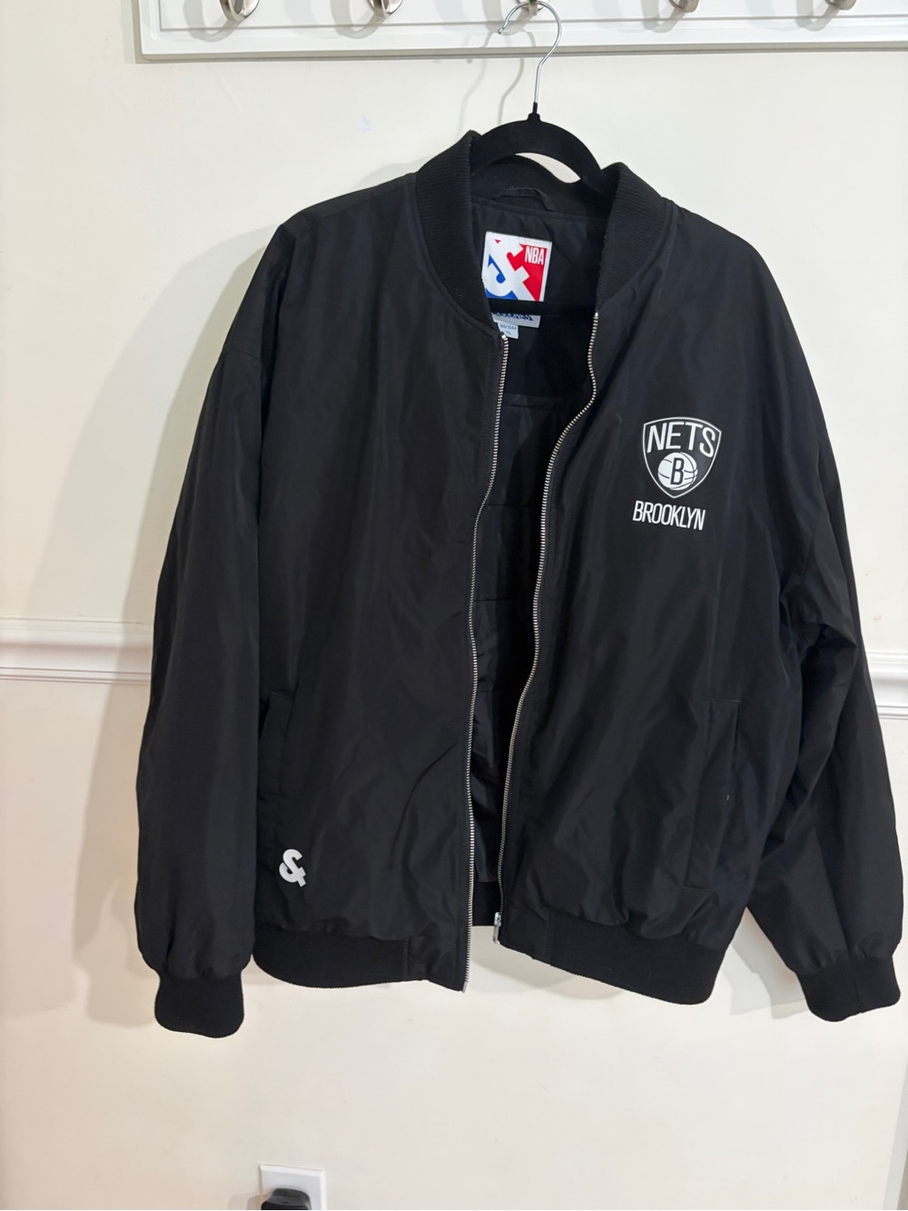 Jack & Jones Black Brooklyn Nets Varsity Bomber Jacket